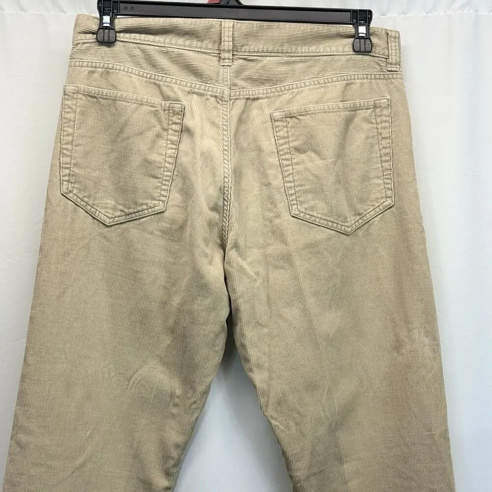 J Crew Corduroy Pants Mens 33x32  Brown Tan Straight Preppy Casual Academia
